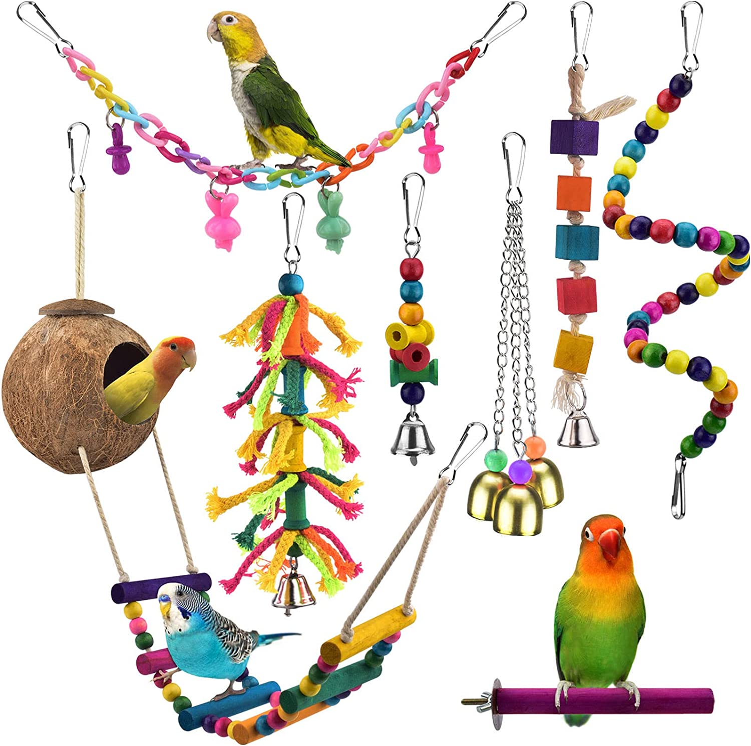 8PCS Hanging Toys for Parakeets