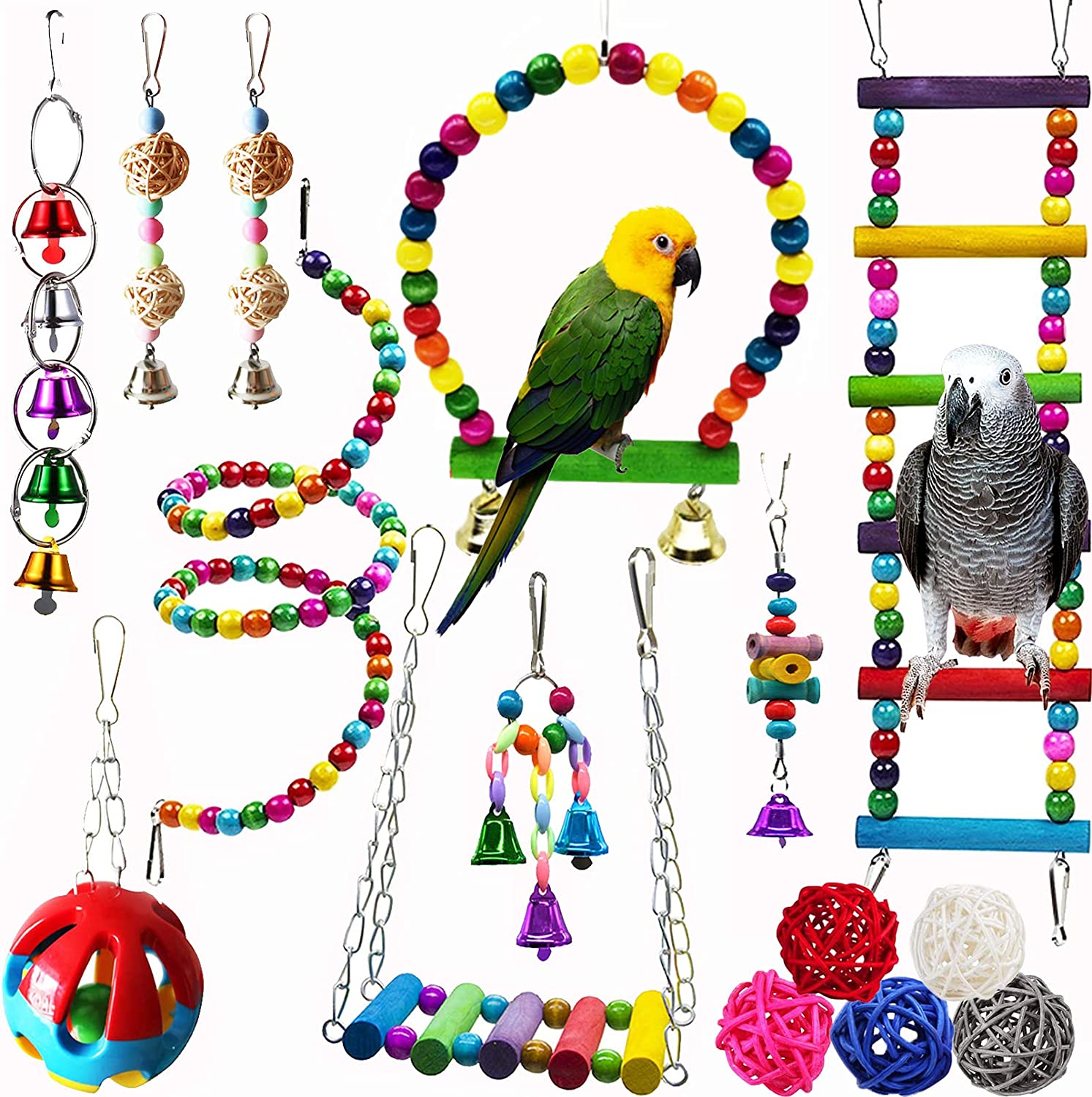 15PCS Wooden Toys for Parakeets