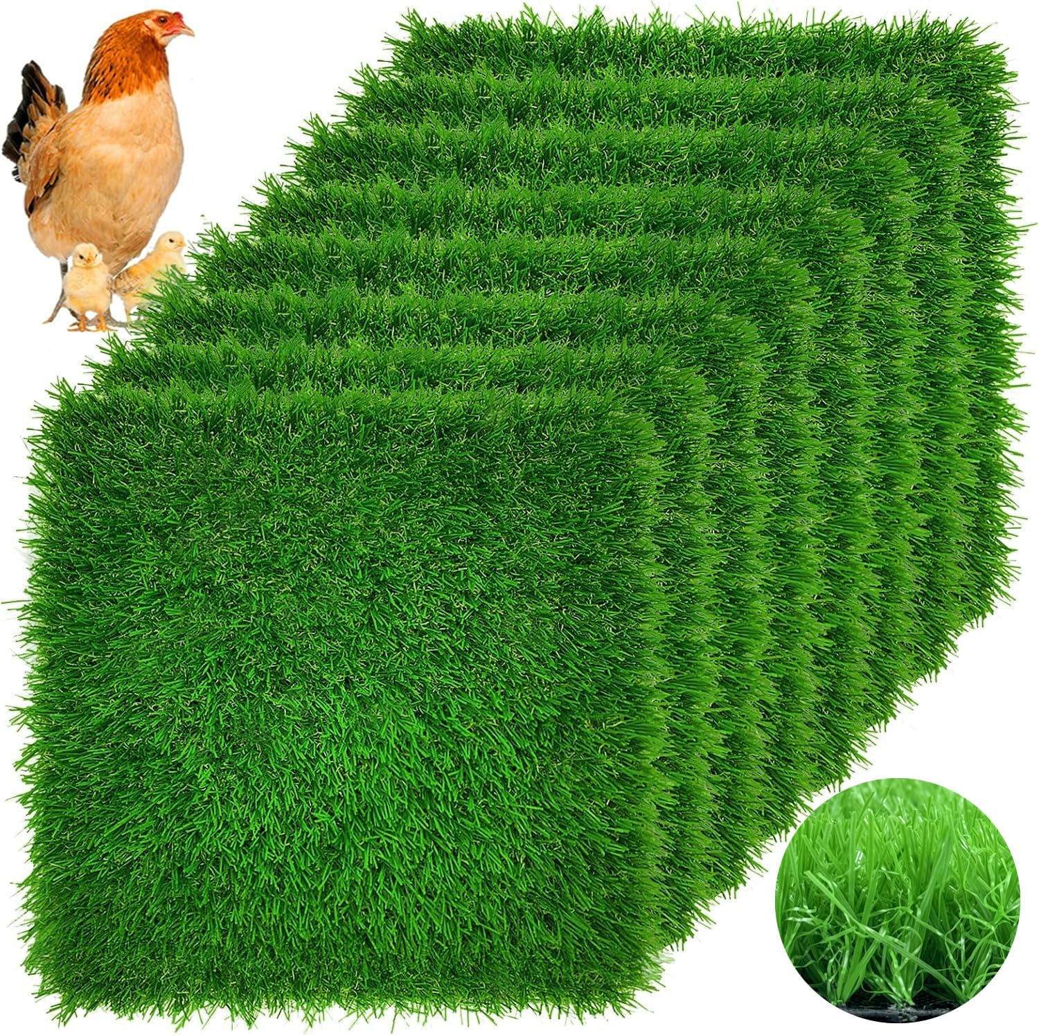 8 Pack Chicken Nesting Pads: Artificial Grass Mat for Coop Bedding